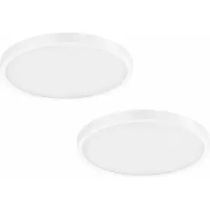 Loops - 2 pack Wall / Ceiling Light White 400mm Round Surface Mounted 25W LED 3000K