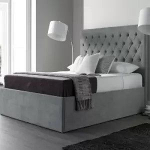 Maxi Steel Grey Upholstered Ottoman Storage Super King Size Bed Frame - Grey