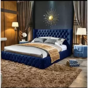 Royale Bed Small Double Plush Velvet Blue