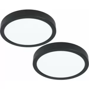 Loops - 2 pack Wall / Ceiling Light Black 210mm Round Surface Mounted 16.5W LED 3000K