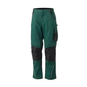 James and Nicholson Mens Workwear Pants (46R) (Dark Green/Black)