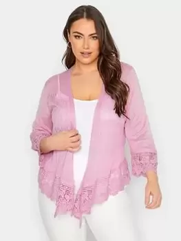 Yours Lace Waterfull Shrug Pink, Size 26-28, Women