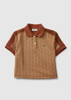 Lacoste Womens Polo T-Shirt In All Over Logo In Viennese Liquor