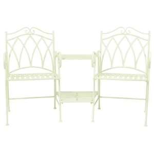 Charles Bentley Wrought Iron Companion Seat - Pastel Green