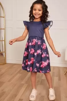 Younger Girls Ruffle Floral Print Midi Dress