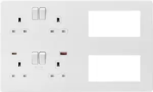 KnightsBridge Screwless Combination Plate with Dual USB FASTCHARGE A+C - Matt White