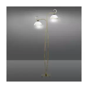 Emibig Wivara Gold Multi Arm Floor Lamp with White, Gold Glass Shades, 2x E27