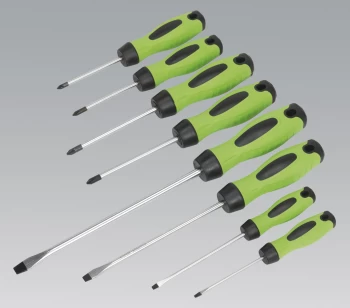 Sealey HV001 Screwdriver Set 8pc Hi-Vis Green