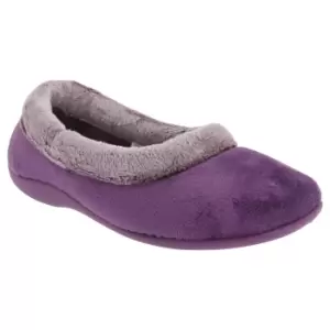 Sleepers Womens/Ladies Julia Memory Foam Collar Slippers (6 UK) (Purple)