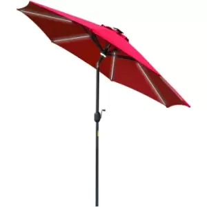 Outsunny 2.7m Garden Parasol Patio Sun Umbrella with Solar Powered LEDs 84D-057GY