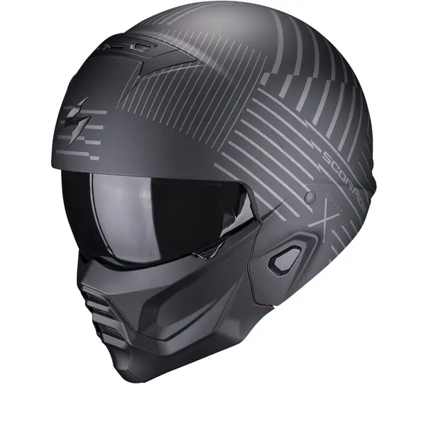 Scorpion Exo-Combat II Miles Matt Black-Silver Jet Helmet 2XL