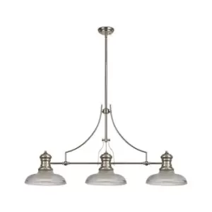 Luminosa Lighting - 3 Light Telescopic Ceiling Pendant E27 With 30cm Round Glass Shade, Polished Nickel, Clear