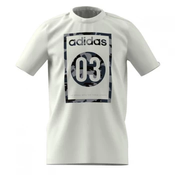 adidas Camo Linear T Shirt Junior - White 03