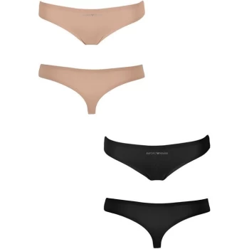 Emporio Armani 2 Pack Basic Thongs Black/Nude Size L Women