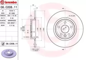 BREMBO Brake disc 08.C208.11 Brake rotor,Brake discs LAND ROVER,JAGUAR,Discovery Sport (L550),E-Pace (X540)