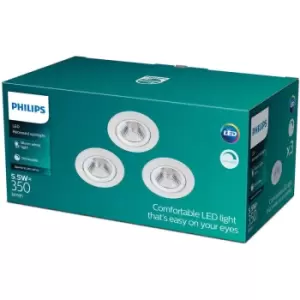 Philips SL261 Sparkle IP20 Recessed Downlight White 5W Warm White 3pk