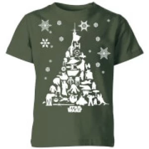 Star Wars Character Christmas Tree Kids Christmas T-Shirt - Forest Green - 5-6 Years