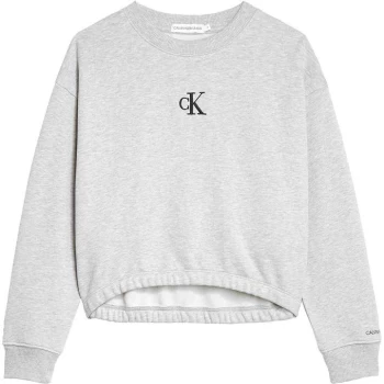 Calvin Klein Jeans Calvin Logo Boxy Crew Neck Jumper - Grey PZ2