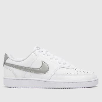 Nike White & Silver Court Vision Low Trainers