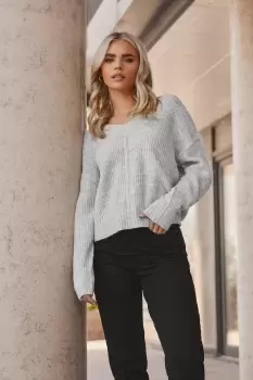 Petite V-Neck Ribbed Jumper