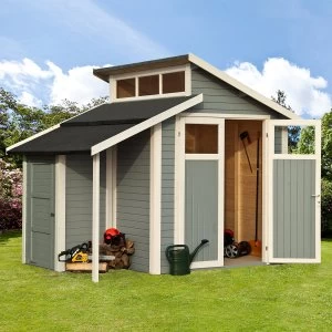 Rowlinson 7 x 10 Skylight Shed with Store - Painted Light Grey