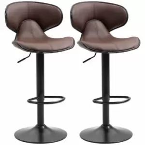 HOMCOM Adjustable Swivel Bar Stools Set Of 2 Brown