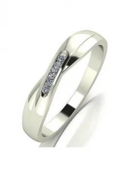 Moissanite 9ct White Gold Shaped Wedding Band, White Gold, Size J, Women