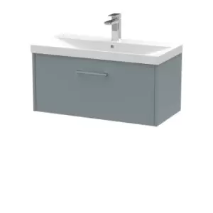 Hudson Reed Juno 800mm Wall Hung Single Drawer Vanity & Thin-Edge Basin - Coastal Grey