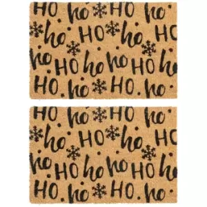 Nicola Spring - Christmas Coir Door Mats - 60 x 40cm - Ho Ho Ho - Pack of 2