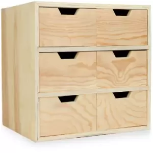 Mini Wooden Chest of 6 Drawers Brown - Pukkr