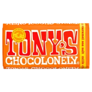 Tony's Chocolonely Fairtrade Milk Chocolate Caramel Sea Salt 180g Chocolate Bar