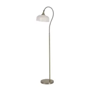 DeRuyter Floor Lamp E27 Antique Brass, Prismatic Glass