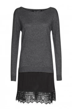 French Connection Melba Layered Effect Jumper Dress Dark Grey