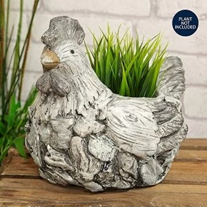 Mosaic Polystone Planter - Chicken