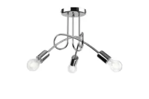 Camilla Multi Arm Semi Flush Ceiling Light Chrome, 3x E27