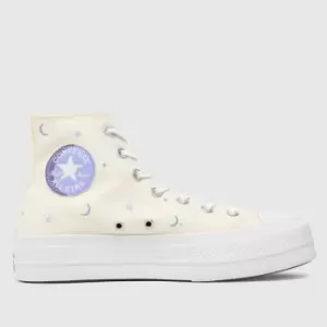 Converse White & Purple Lift Hi Timeless Graphics Trainers