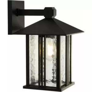 Searchlight Venice 1 Light Outdoor Wall Porch Light - Black With Water Glass