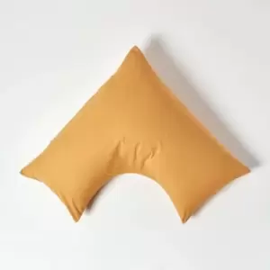 Mustard Yellow Egyptian Cotton v Shaped Pillowcase 200 Thread Count - Mustard Yellow - Mustard Yellow - Homescapes