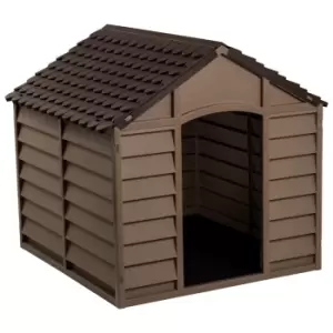 Starplast Outdoor Dog Kennel Large - Winter Shelter Plastic Animal Hut - Mocha Brown