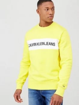 Calvin Klein Jeans Institutional Logo Panel Sweatshirt - Yellow