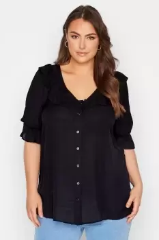 V-Neck Frill Blouse