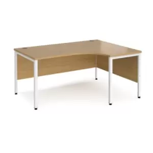 Office Desk Right Hand Corner Desk 1600mm Oak Top With White Frame 1200mm Depth Maestro 25 MB16ERWHO