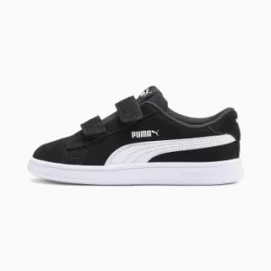 PUMA Smash V2 Suede Babies' Tennis Trainers, Black/White, size 8.5, Shoes