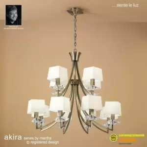 Akira 2 Tier 12 E14 Bulbs Pendant Light, Antique Brass with Cream Shades