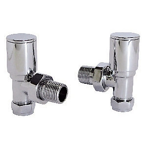 Wickes Contemporary Chrome Round Angled Radiator Valves - 15mm