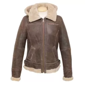 Eastern Counties Leather Womens/Ladies Jessie Hooded Sheepskin Jacket (14) (Chocolate Forest)