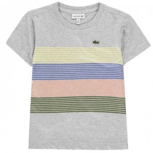 Lacoste Block Stripe T Shirt Junior Boys - Grey Marl 9DE