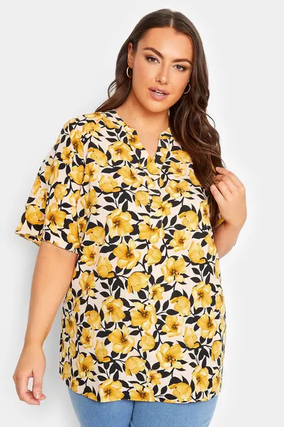 Yours Printed Blouse Yellow