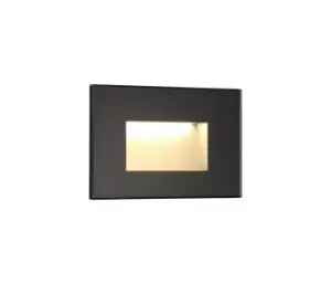 Recessed Rectangle Wall Lamp, 1 x 3.3W LED, 3000K, 145lm, IP65, Black