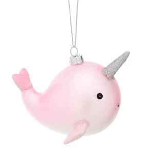 Sass & Belle Pink Narwhal Shaped Bauble